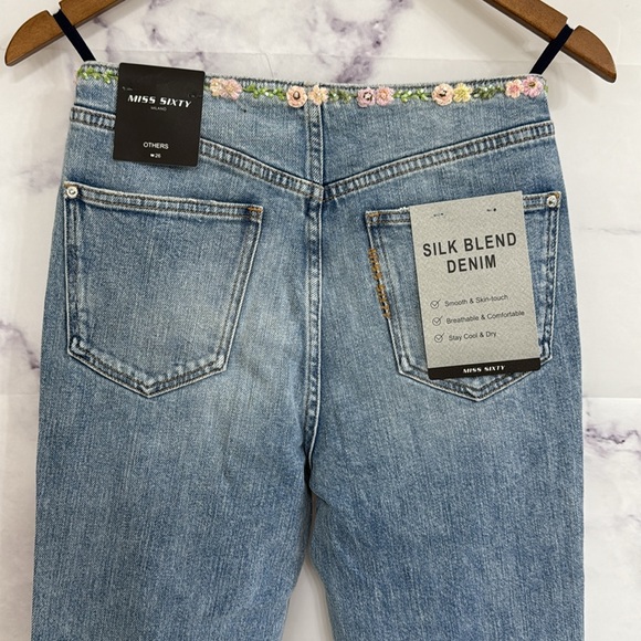 MISS SIXTY Silk Blend Denim Light Blue Flare Jeans W26 - Picture 11 of 16